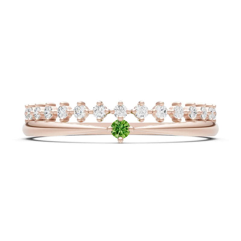 Dainty Tiara Peak Pavé Round Gemstone  Half Band