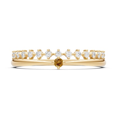 Dainty Tiara Peak Pavé Round Gemstone  Half Band