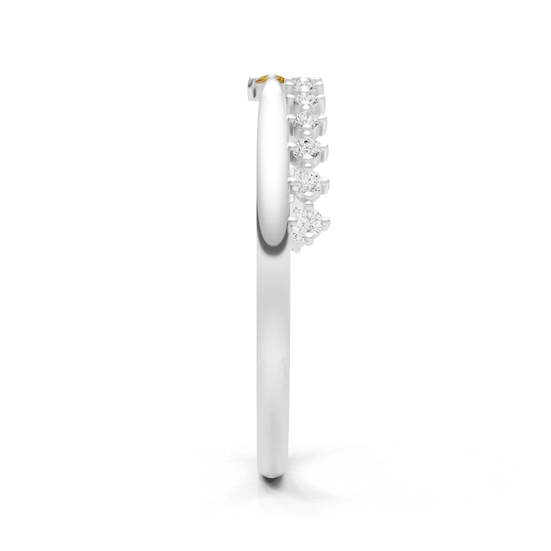 Dainty Tiara Peak Pavé Round Gemstone  Half Band