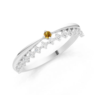 Dainty Tiara Peak Pavé Round Gemstone  Half Band