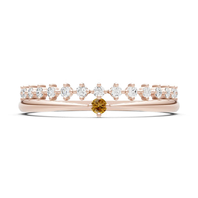 Dainty Tiara Peak Pavé Round Gemstone  Half Band