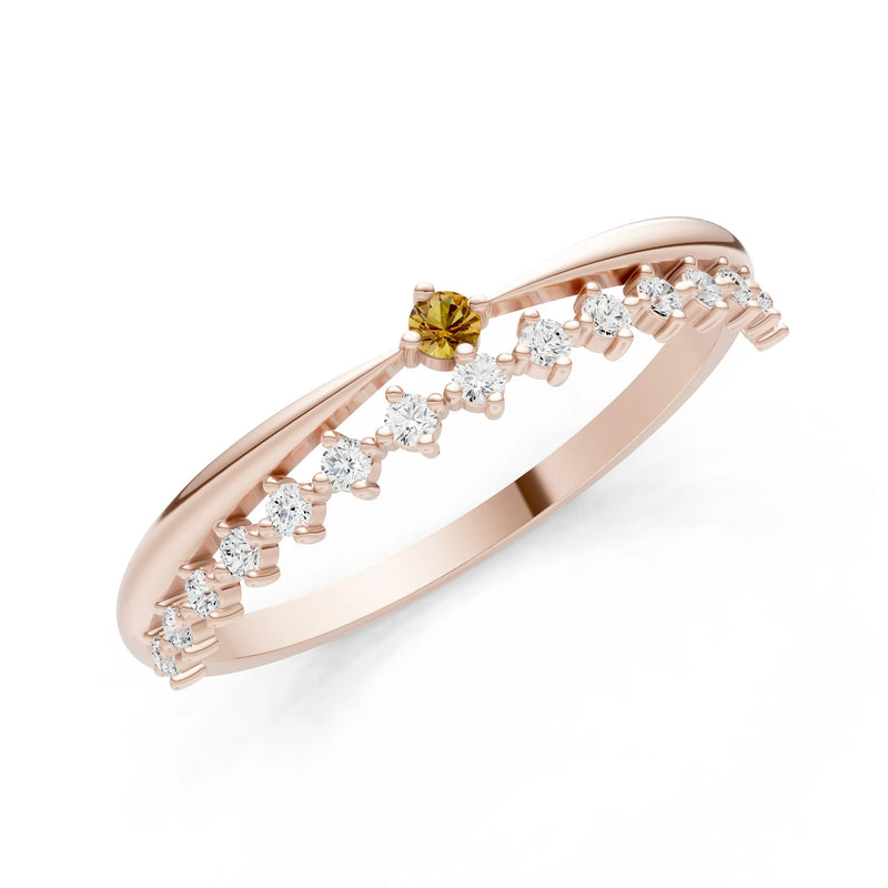 Dainty Tiara Peak Pavé Round Gemstone  Half Band