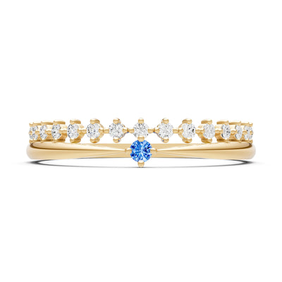 Dainty Tiara Peak Pavé Round Gemstone  Half Band