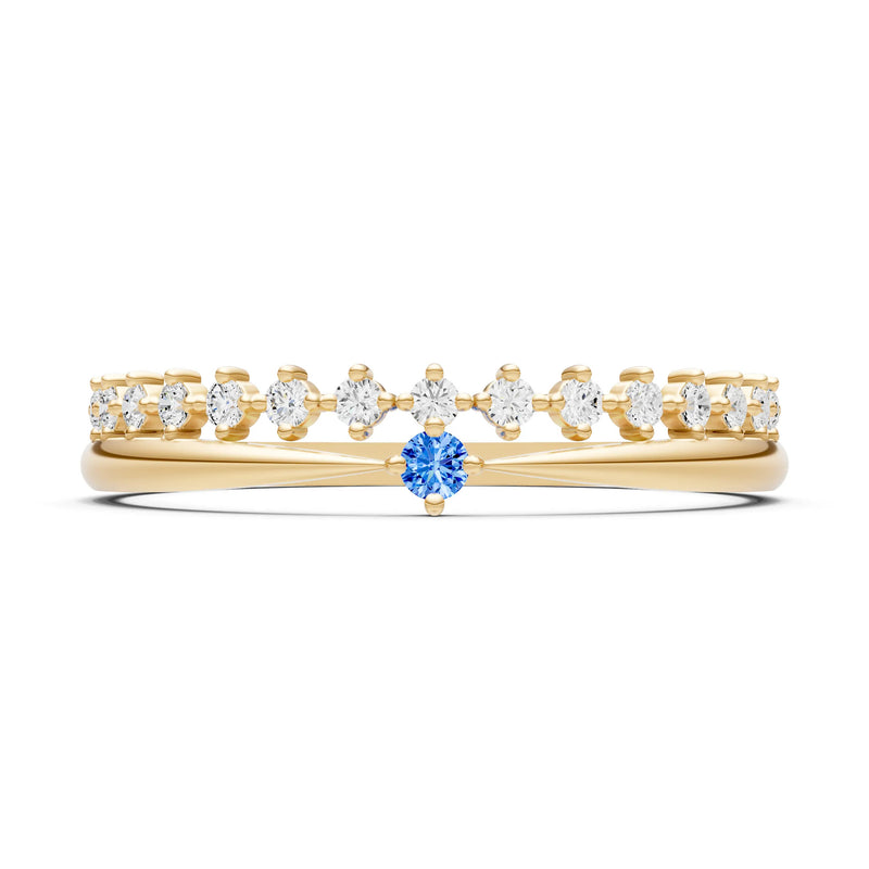 Dainty Tiara Peak Pavé Round Gemstone  Half Band