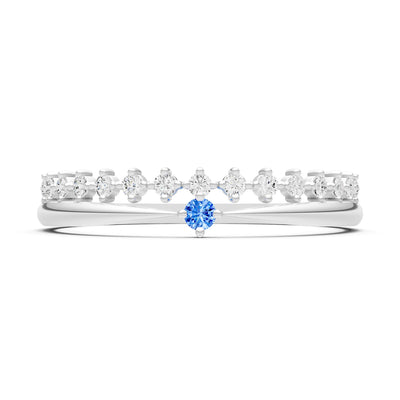 Dainty Tiara Peak Pavé Round Gemstone  Half Band