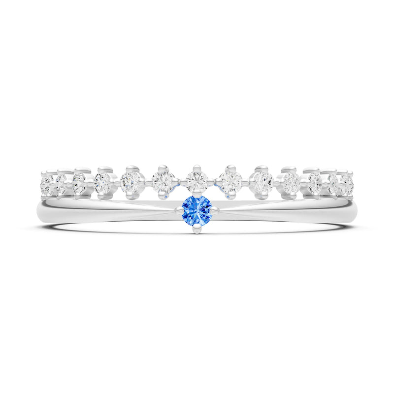 Dainty Tiara Peak Pavé Round Gemstone  Half Band