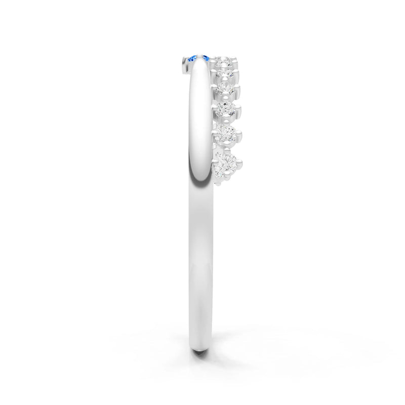 Dainty Tiara Peak Pavé Round Gemstone  Half Band