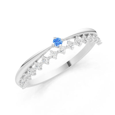Dainty Tiara Peak Pavé Round Gemstone  Half Band