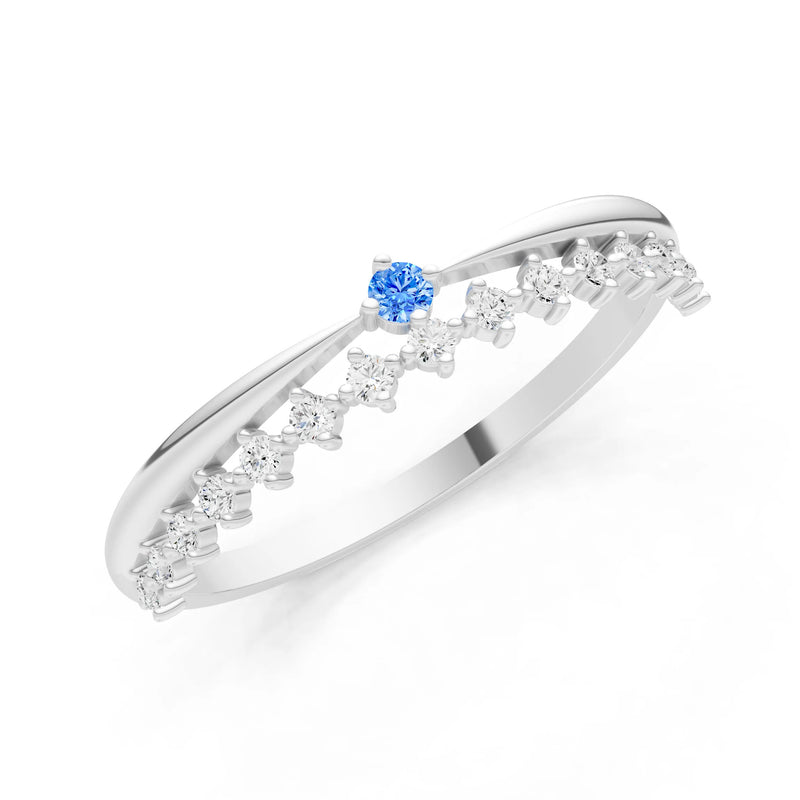 Dainty Tiara Peak Pavé Round Gemstone  Half Band