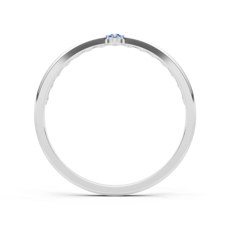 Swiss Blue Topaz Dainty Tiara Peak Pavé Round Cut Half Band