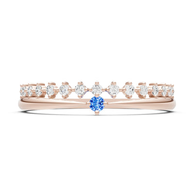 Dainty Tiara Peak Pavé Round Gemstone  Half Band