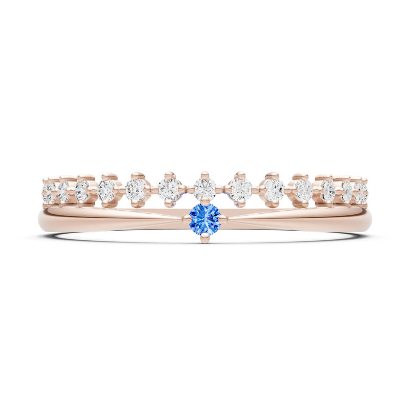 Dainty Tiara Peak Pavé Round Gemstone  Half Band