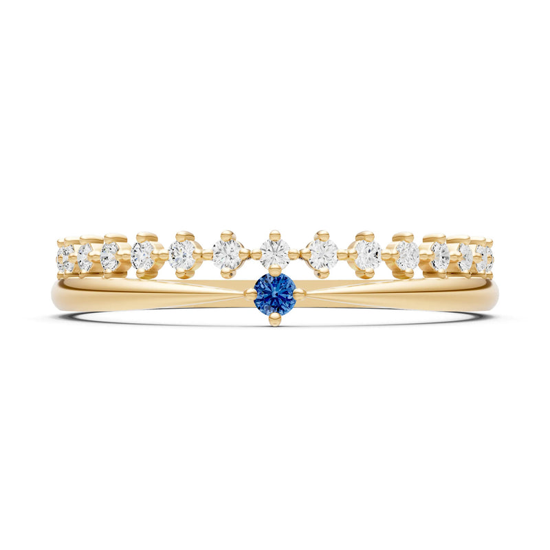 Dainty Tiara Peak Pavé Round Gemstone  Half Band