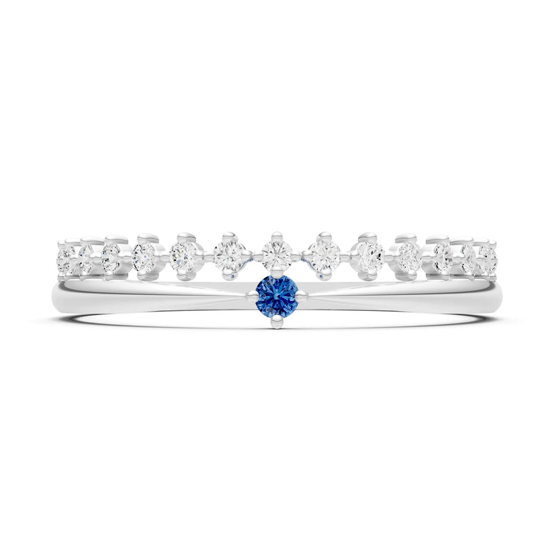 Dainty Tiara Peak Pavé Round Gemstone  Half Band