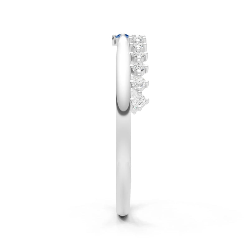 Dainty Tiara Peak Pavé Round Gemstone  Half Band