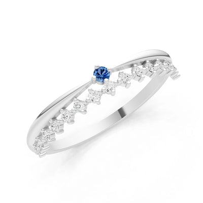 Dainty Tiara Peak Pavé Round Gemstone  Half Band