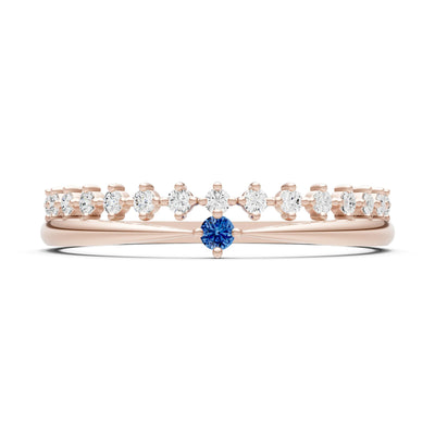 Dainty Tiara Peak Pavé Round Gemstone  Half Band
