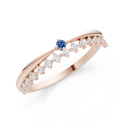 Dainty Tiara Peak Pavé Round Gemstone  Half Band
