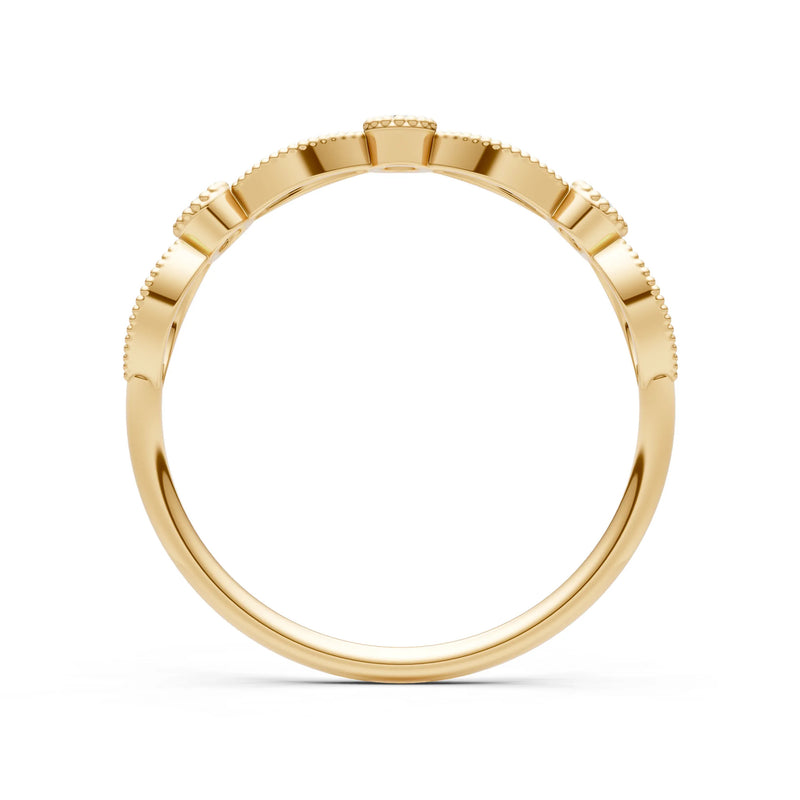 Diamond Dainty Leaf Trio Station Round Cut Band