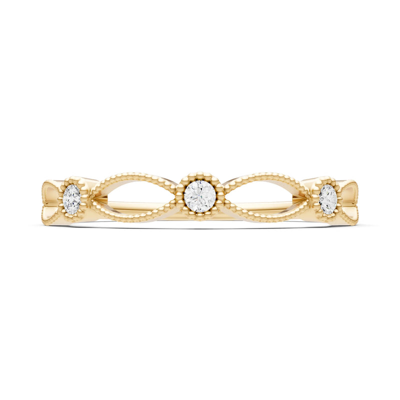 Dainty Leaf Trio Round Gemstone Station Band