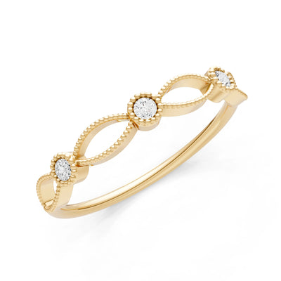 Dainty Leaf Trio Round Gemstone Station Band