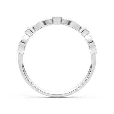 Dainty Leaf Trio Round Gemstone Station Band