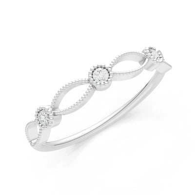 Dainty Leaf Trio Round Gemstone Station Band
