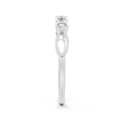 Diamond Dainty Leaf Trio Station Round Cut Band