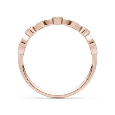 Diamond Dainty Leaf Trio Station Round Cut Band