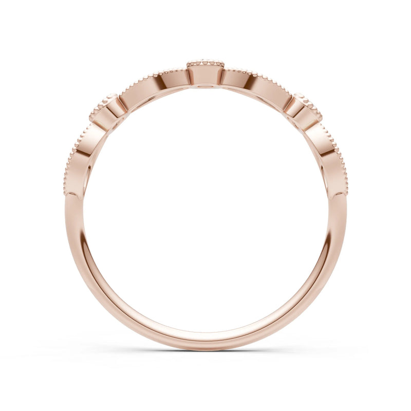 Diamond Dainty Leaf Trio Station Round Cut Band