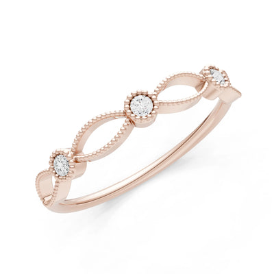 Dainty Leaf Trio Round Gemstone Station Band