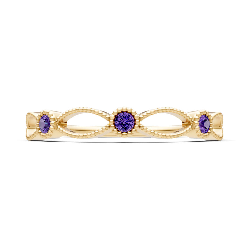 Dainty Leaf Trio Round Gemstone Station Band