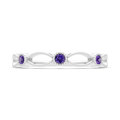 Dainty Leaf Trio Round Gemstone Station Band