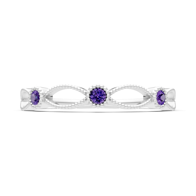 Dainty Leaf Trio Round Gemstone Station Band