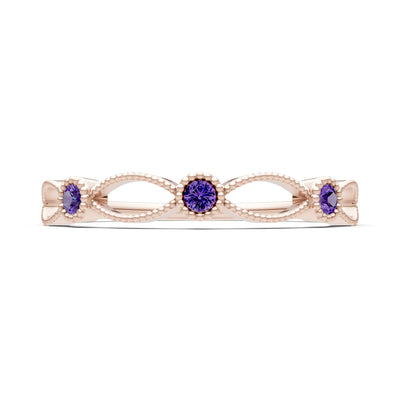 Dainty Leaf Trio Round Gemstone Station Band