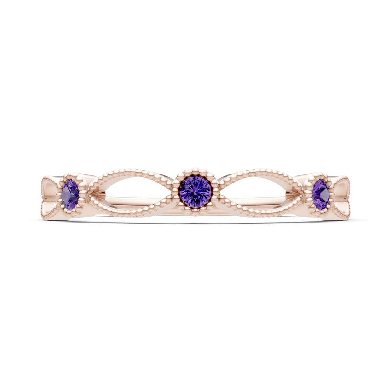 Dainty Leaf Trio Round Gemstone Station Band