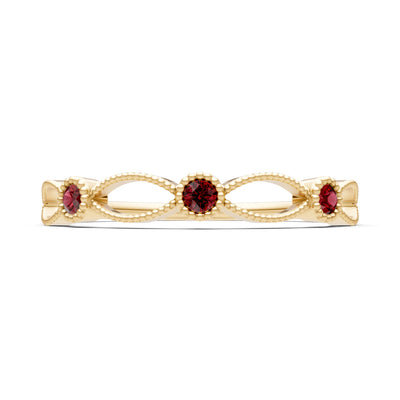 Dainty Leaf Trio Round Gemstone Station Band