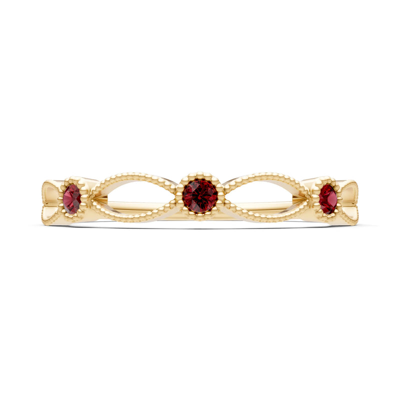 Dainty Leaf Trio Round Gemstone Station Band