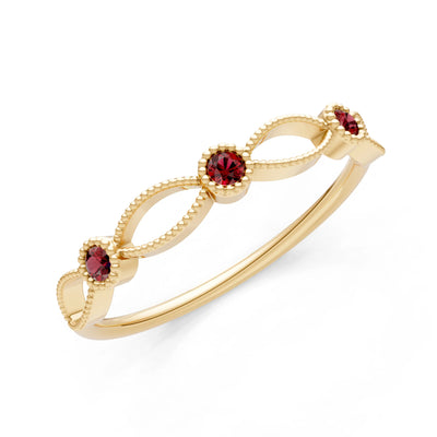 Dainty Leaf Trio Round Gemstone Station Band