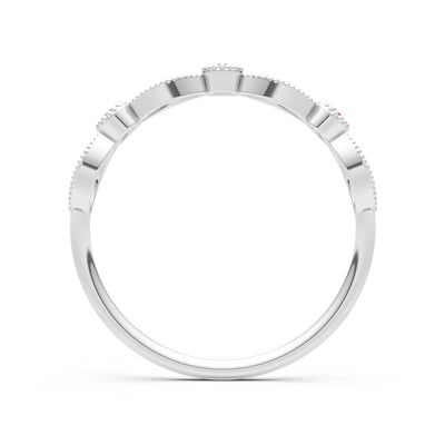 Dainty Leaf Trio Round Gemstone Station Band
