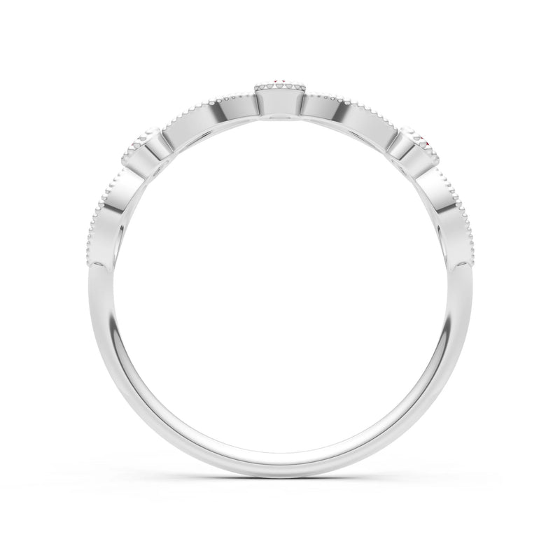 Dainty Leaf Trio Round Gemstone Station Band