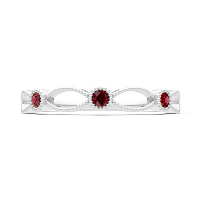 Dainty Leaf Trio Round Gemstone Station Band