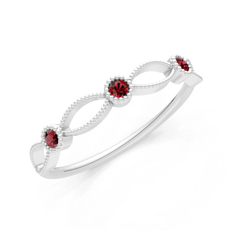 Dainty Leaf Trio Round Gemstone Station Band