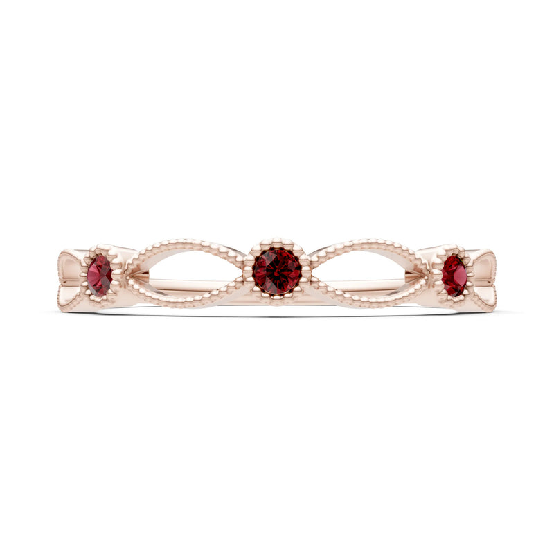Dainty Leaf Trio Round Gemstone Station Band