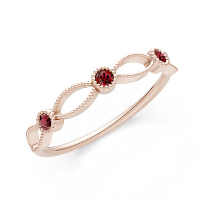 Dainty Leaf Trio Round Gemstone Station Band