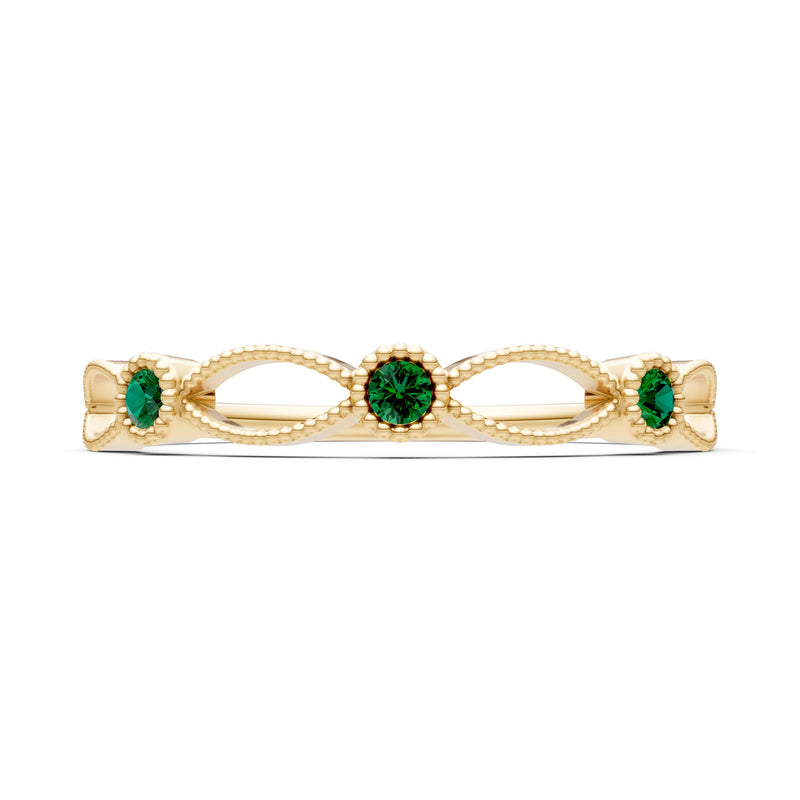 Dainty Leaf Trio Round Gemstone Station Band