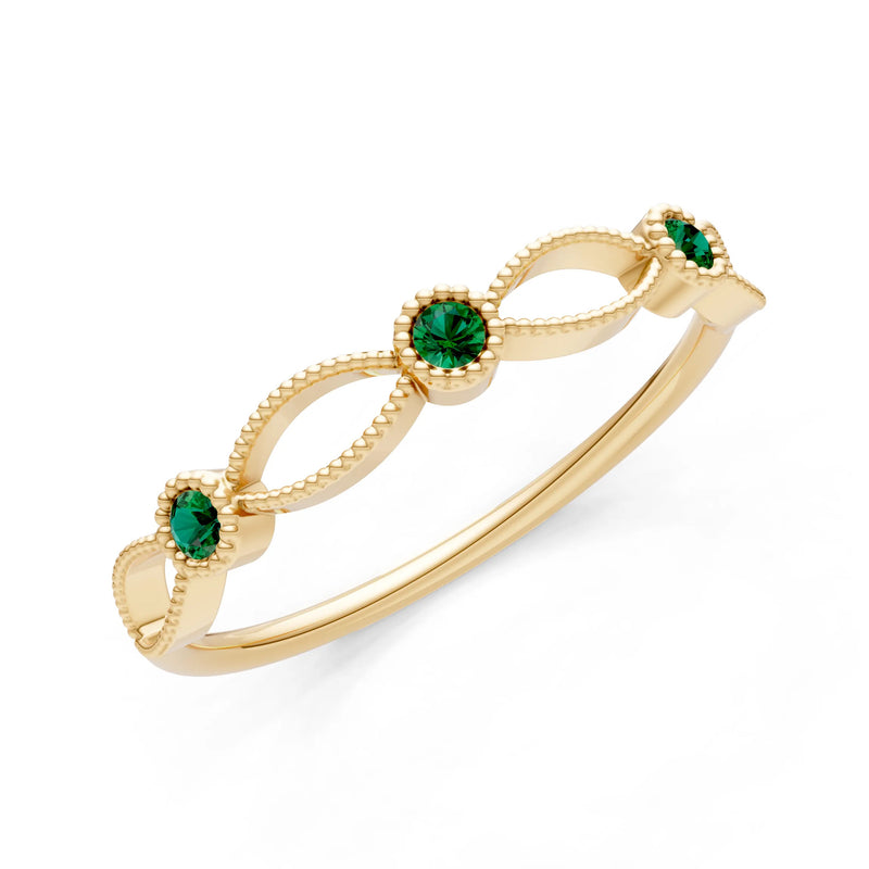 Dainty Leaf Trio Round Gemstone Station Band