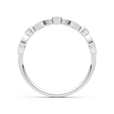 Dainty Leaf Trio Round Gemstone Station Band