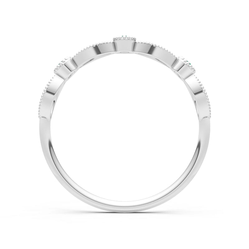Dainty Leaf Trio Round Gemstone Station Band