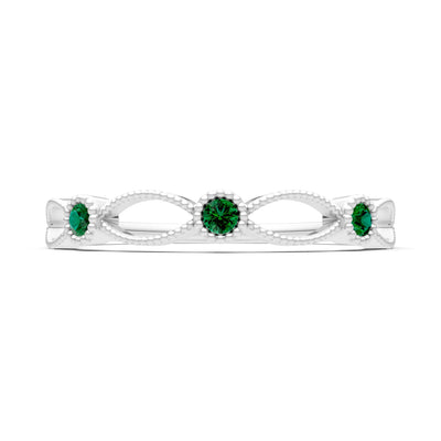 Dainty Leaf Trio Round Gemstone Station Band